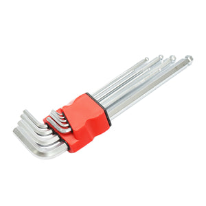 Set di 9 bussole esagonali con braccio lungo e punta sferica, angolo di apertura 25 gradi, professionali Breckner Germany