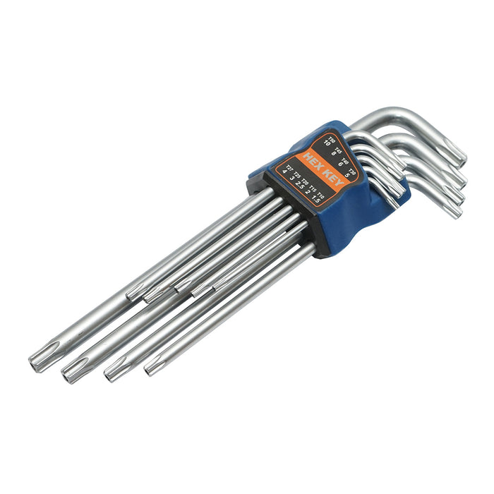 Set di 9 chiavi esagonali Torx T10-T50 (1,5-10 mm) con braccio lungo e testa sferica Cr-V