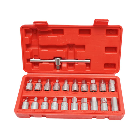 Set di chiavi per tappi coppa olio con profilo quadrato, esagonale, torx 21 pezzi Breckner Germany