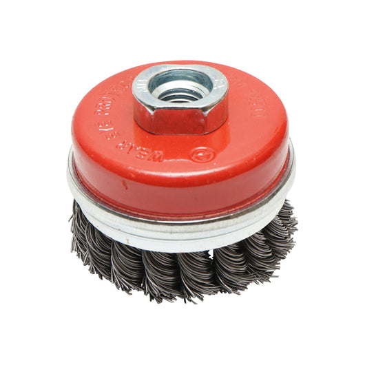 Spazzola metallica con filo intrecciato, tipo a tazza, 65 mm, M14 Breckner Germany