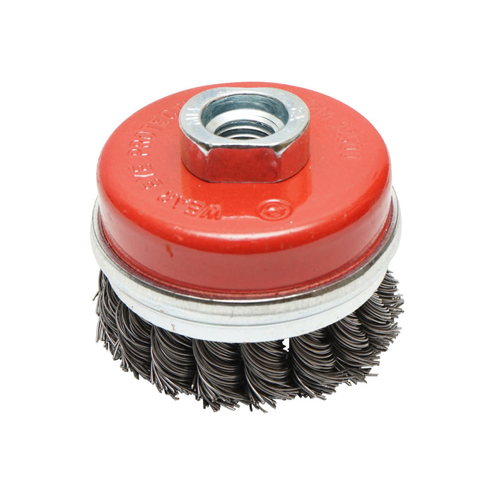 Spazzola metallica con filo intrecciato, tipo a tazza, 65 mm, M14 Breckner Germany