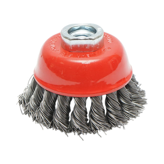 Spazzola metallica con filo intrecciato, tipo a tazza, 75 mm, M14 Breckner Germany