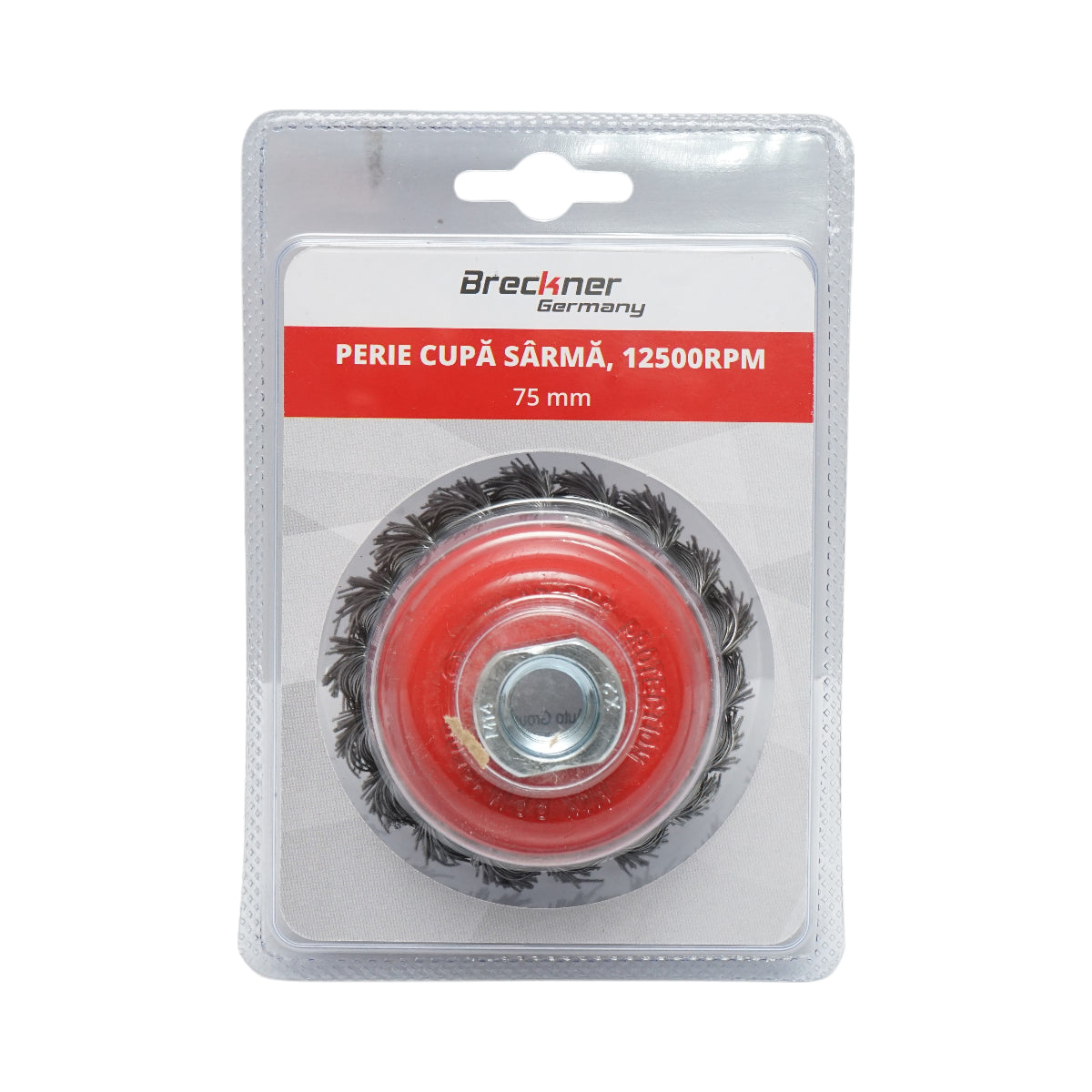 Spazzola metallica con filo intrecciato, tipo a tazza, 75 mm, M14 Breckner Germany