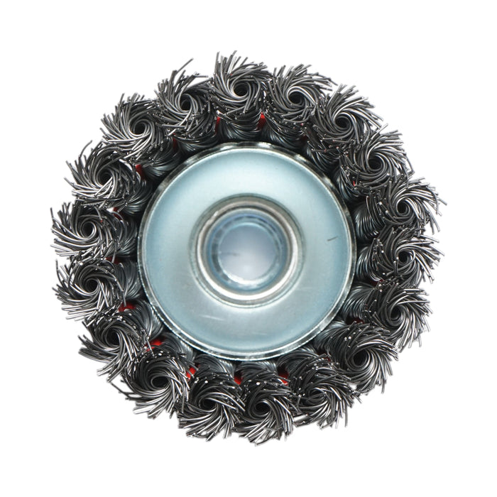 Spazzola metallica con filo intrecciato, tipo a tazza, 75 mm, M14 Breckner Germany