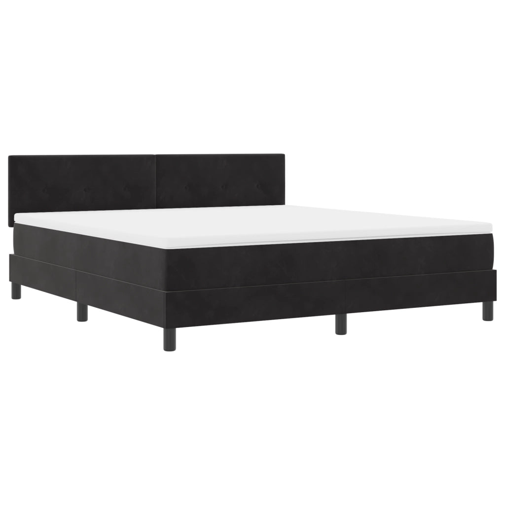 Letto a Rete con Materasso Nero Super King in Velluto