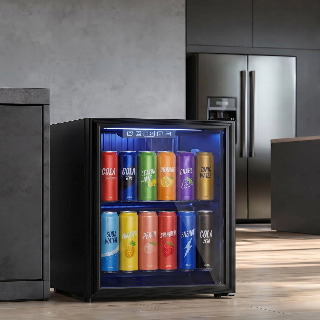 Frigorifero per bevande 50L ¨C Xylo ¨C porta doppio vetro, LED, nero
