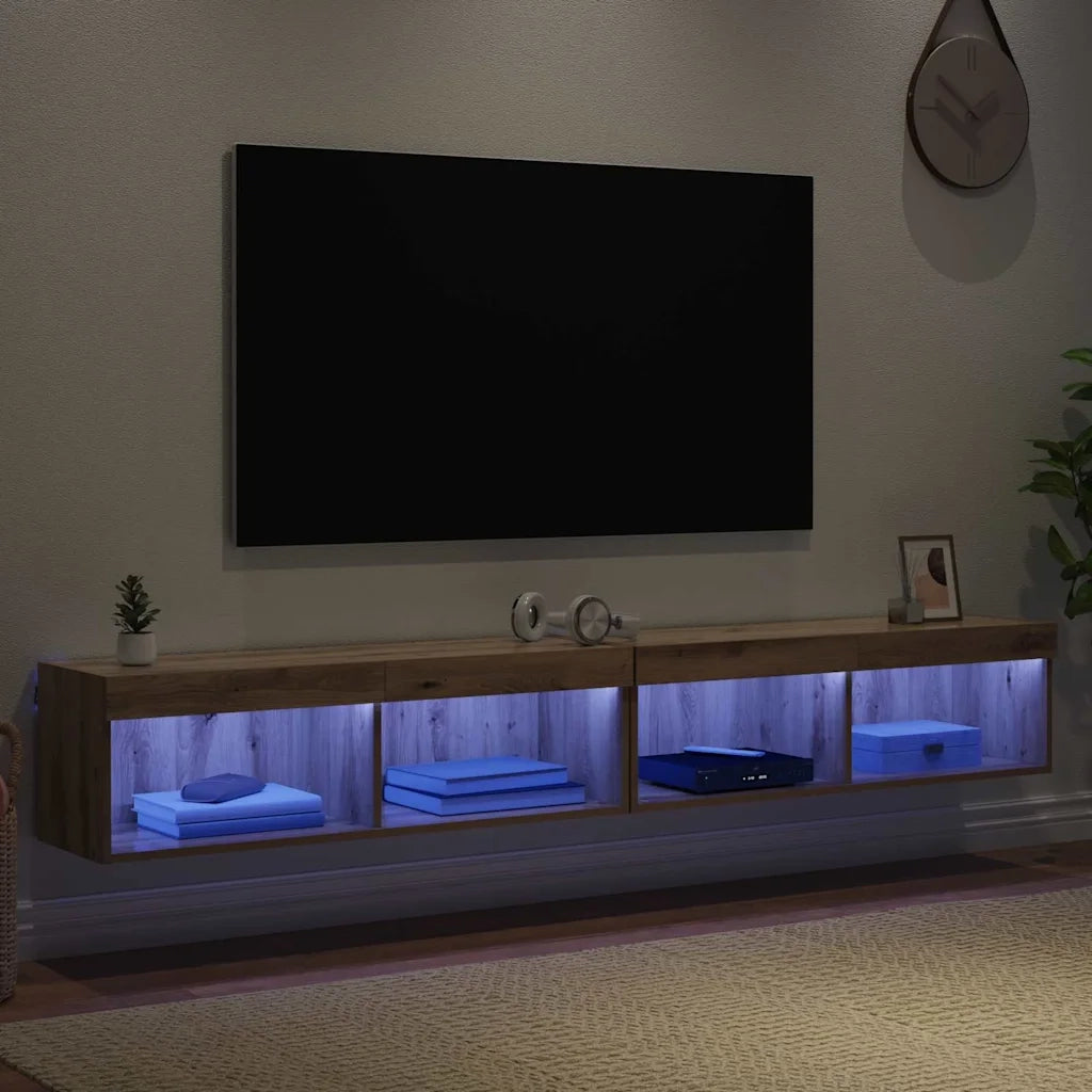 Set mobile TV con LED 2 pcs Rovere artigianale 100 x 30 x 30 cm