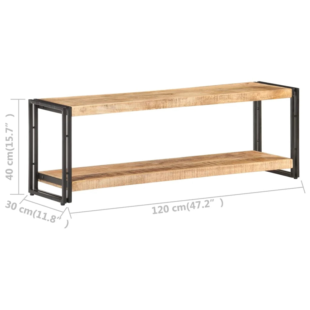 Mobile TV multimediale scaffale TV credenza mobile TV sala da pranzo soggiorno camera da letto 120 x 30 x 40 cm legno di mango marrone grezzo 02_0025816