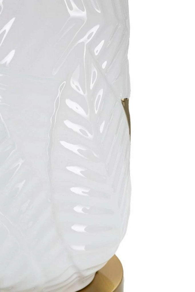 Lampada da tavolo Trompe, Luce da scrivania, Luminaria da ufficio, Lampada da lavoro, 40x40 h70 cm, Bianco e Oro