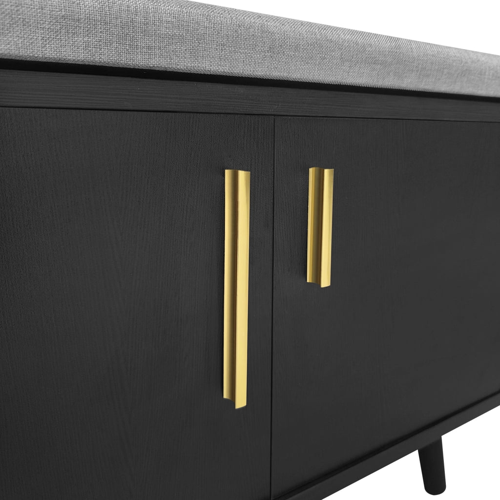 Scarpiera con seduta; 3 ante e ripiani regolabili - in truciolare - 100x34x68.5 cm - nero