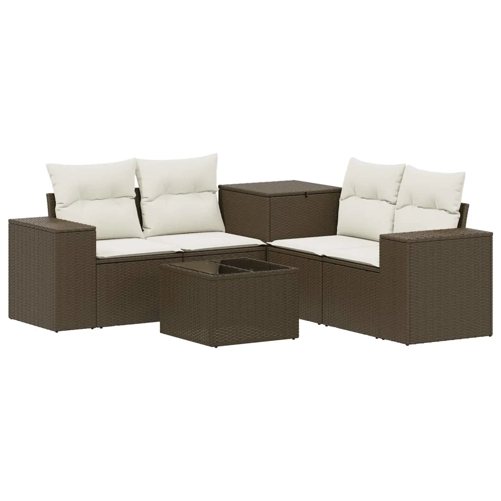 Set di divani 6 pz Marrone e Bianco Crema 3447564