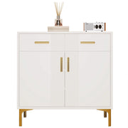 Credenza con 2 ante e 2 cassetti - per soggiorno - in MDF - 80x35x79.5 cm - bianco