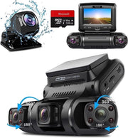 Dashcam con GPS - Modalità parcheggio 24H - Visibilità notturna - Campo visivo 150° - WDR - Schermo 3 pollici TFT - Sensore di accelerazione - Massimo 256GB - Spazio di archiviazione 128GB incluso