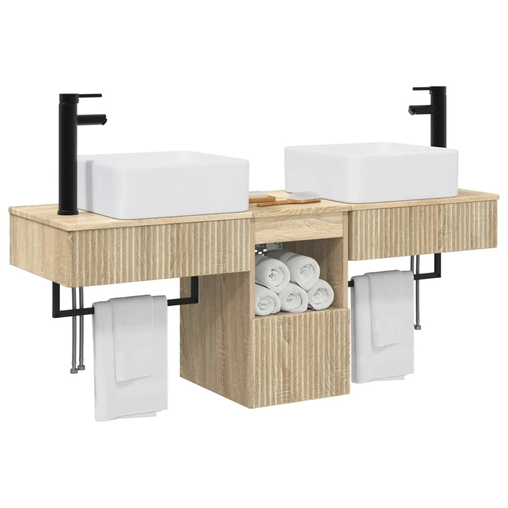 Set di mobili per il bagno 3 pz Rovere Sonoma 3405599