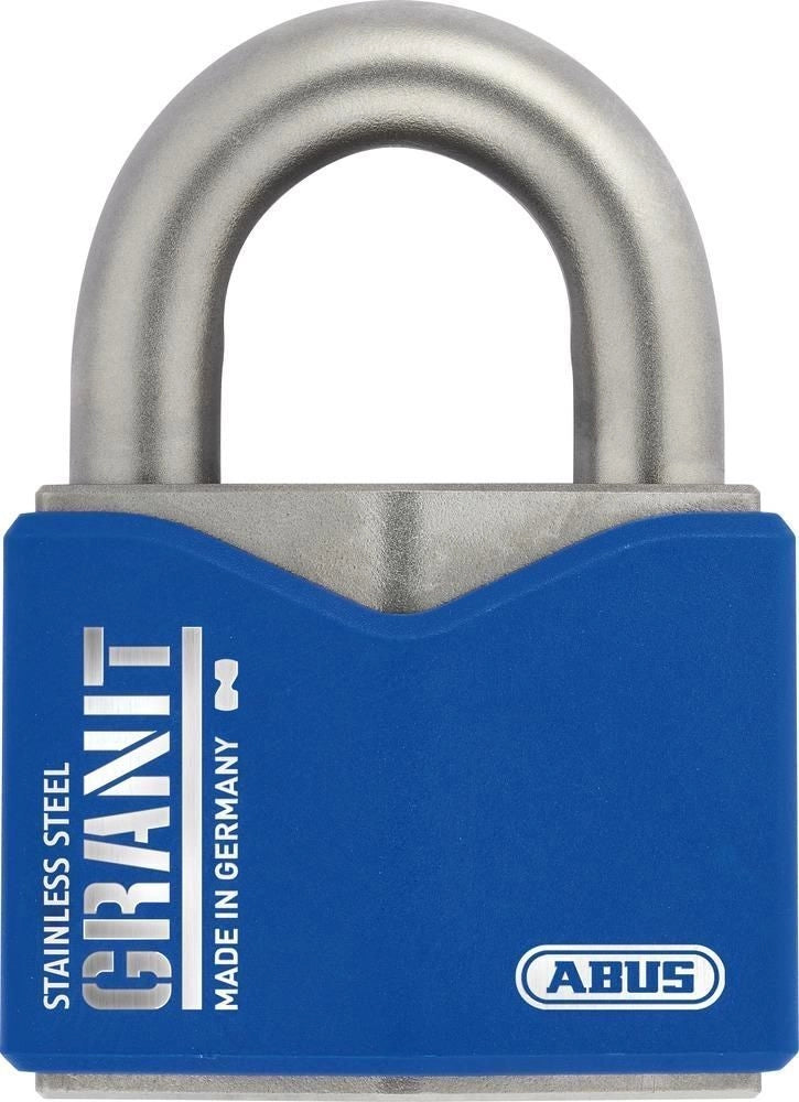 ABUS 37ST-55 GRANIT Lucchetto a Cilindro Acciaio Inox Chiavi Diverse con LED Cilindro ABUS-Plus 2 Chiavi Incluse colore Blu