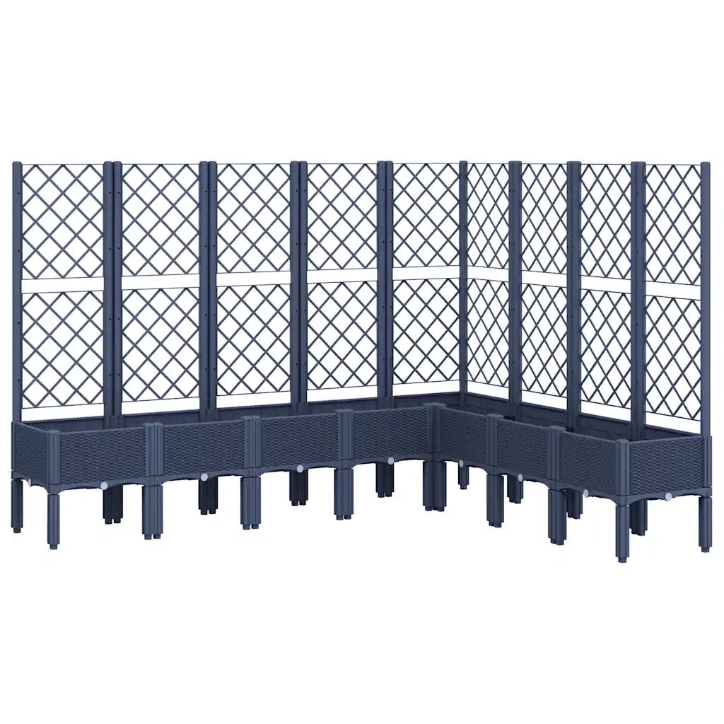Fioriera | Cassetta per fiori | Vaso Giardino con Traliccio Grigio Blu 200x160x142 cm PP