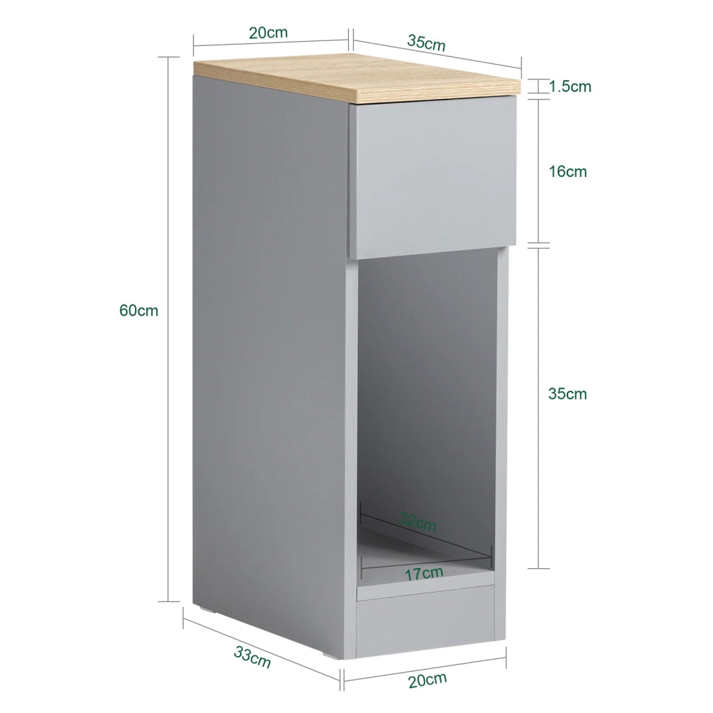 SET 2 Comodini 20x60x35 Cm Grigi FBT111-HGx2