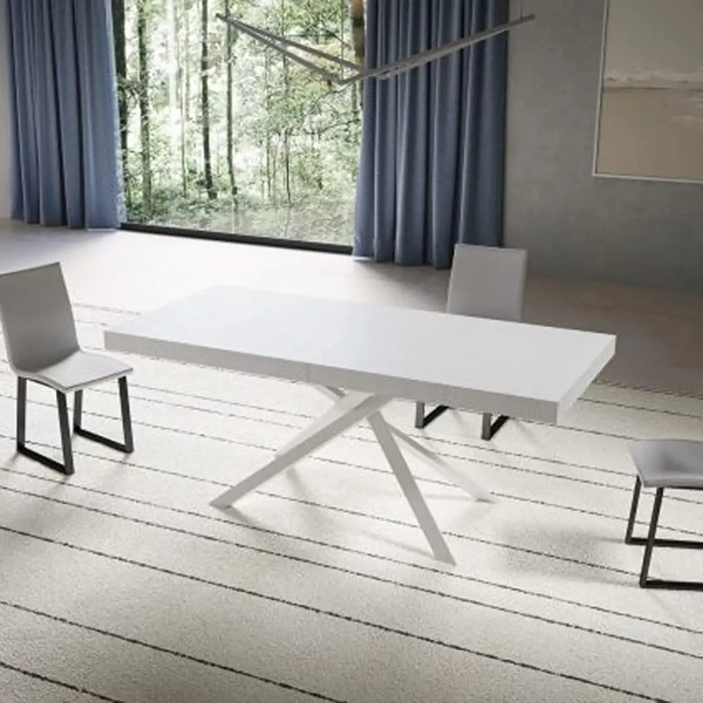 Tavolo allungabile 180/440x90 cm Niket colore bianco frassino gambe bianche