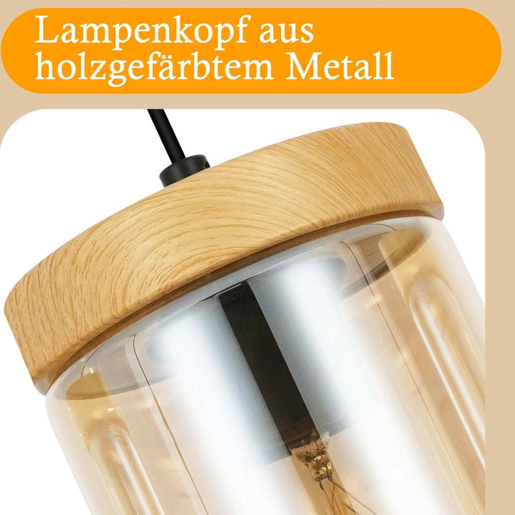 Lampada a Sospensione ZMH 3 luci trasparente E27 per sala da pranzo e camera da letto d¡®albergo