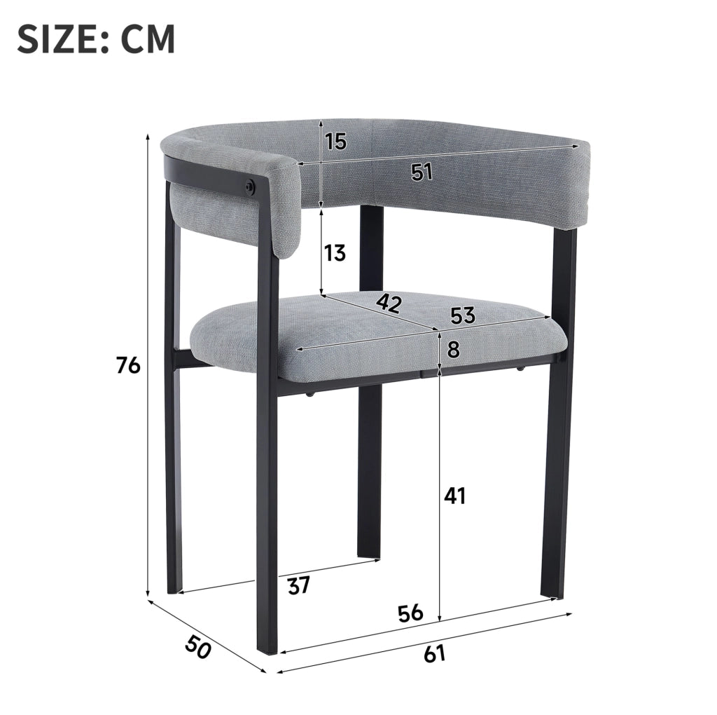 Set di 4 sedie da pranzo 61.0x50.0x76.0 cm con schienale curvo; in chenille grigio
