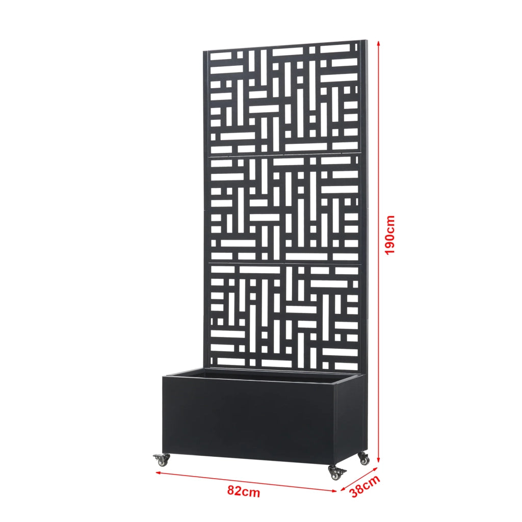 Fioriera/vaso/schermo privacy in acciaio zincato 190 x 82 x 38 cm nero 03_0009499