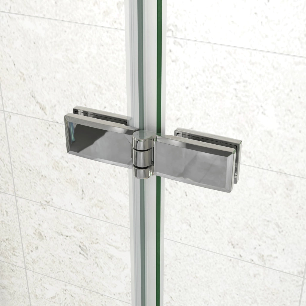 185 cm Box Doccia Walk In  Parete Fissa 90 cm + Porta Pieghevole 87 cm Vetro da 6 mm Temperato Anticalcare Barra Stabilizzatrice 45 cm Cromo Lucido