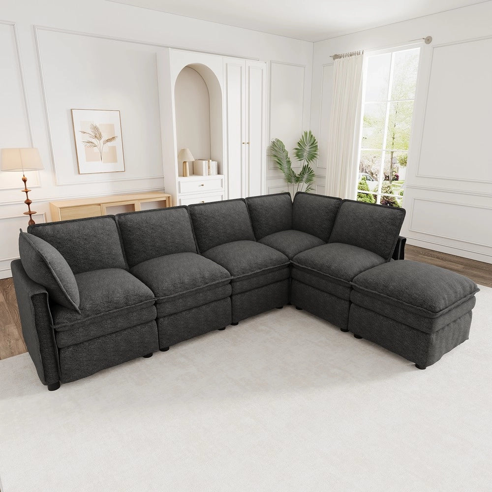 Divano letto estraibile ¨C Minimal ¨C grigio tessuto chenille