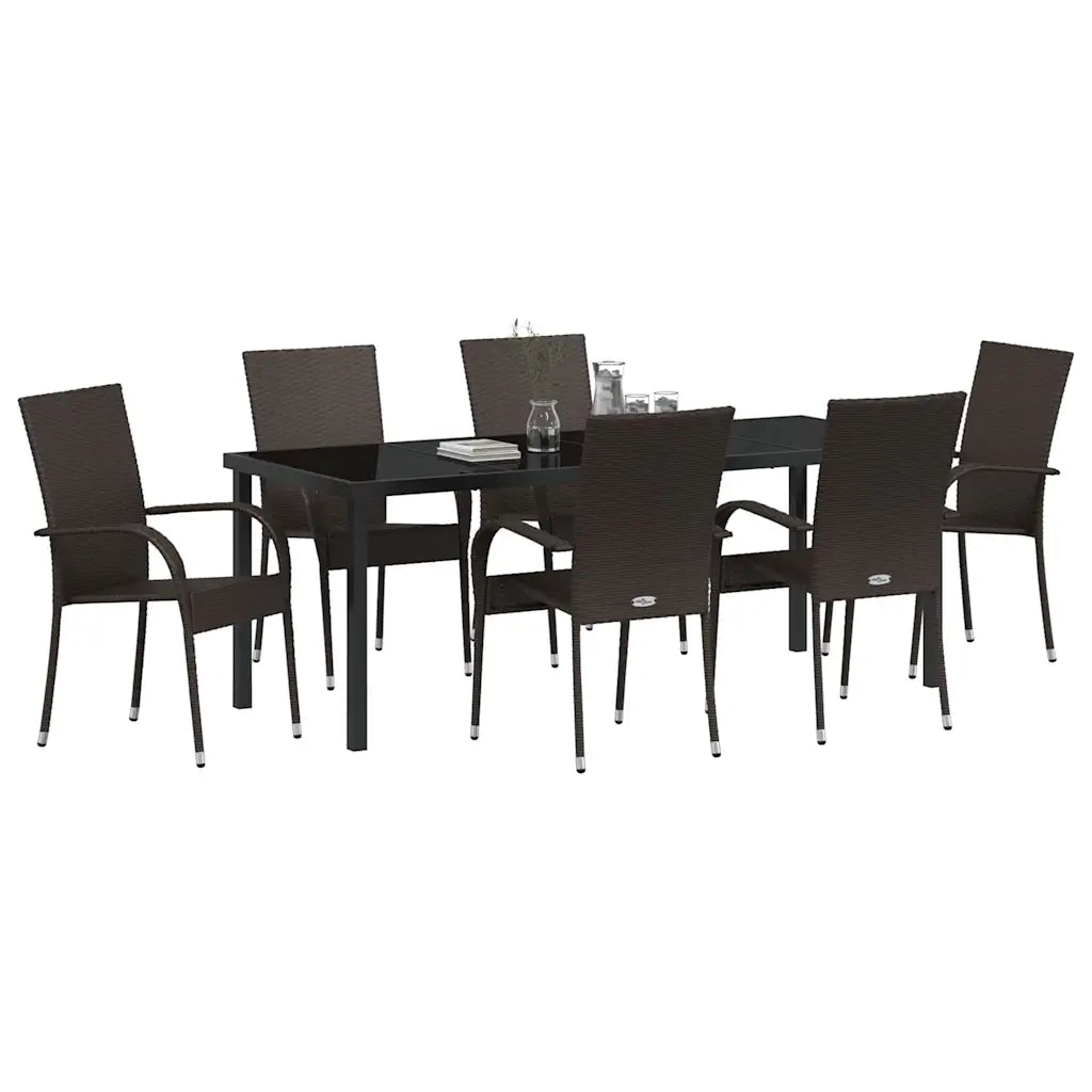 Set da Pranzo per Giardino 7 pcs Marrone 3379399