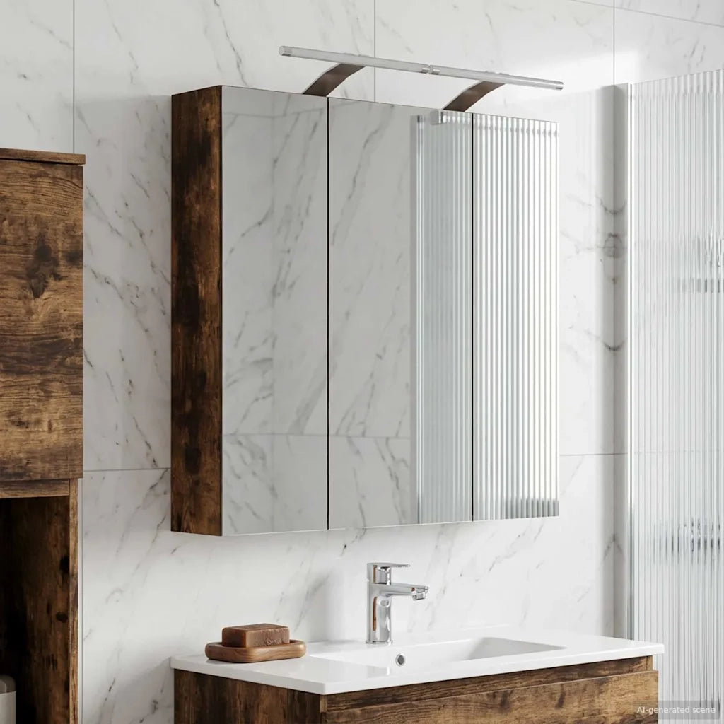 Mobiletto per specchio da bagno Rovere fumé 70 x 14,5 x 70 cm