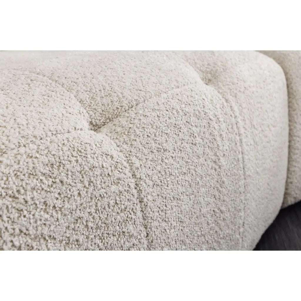 Divano + pouf IMPERIA bianco champagne – Divano modulabile in tessuto bouclé