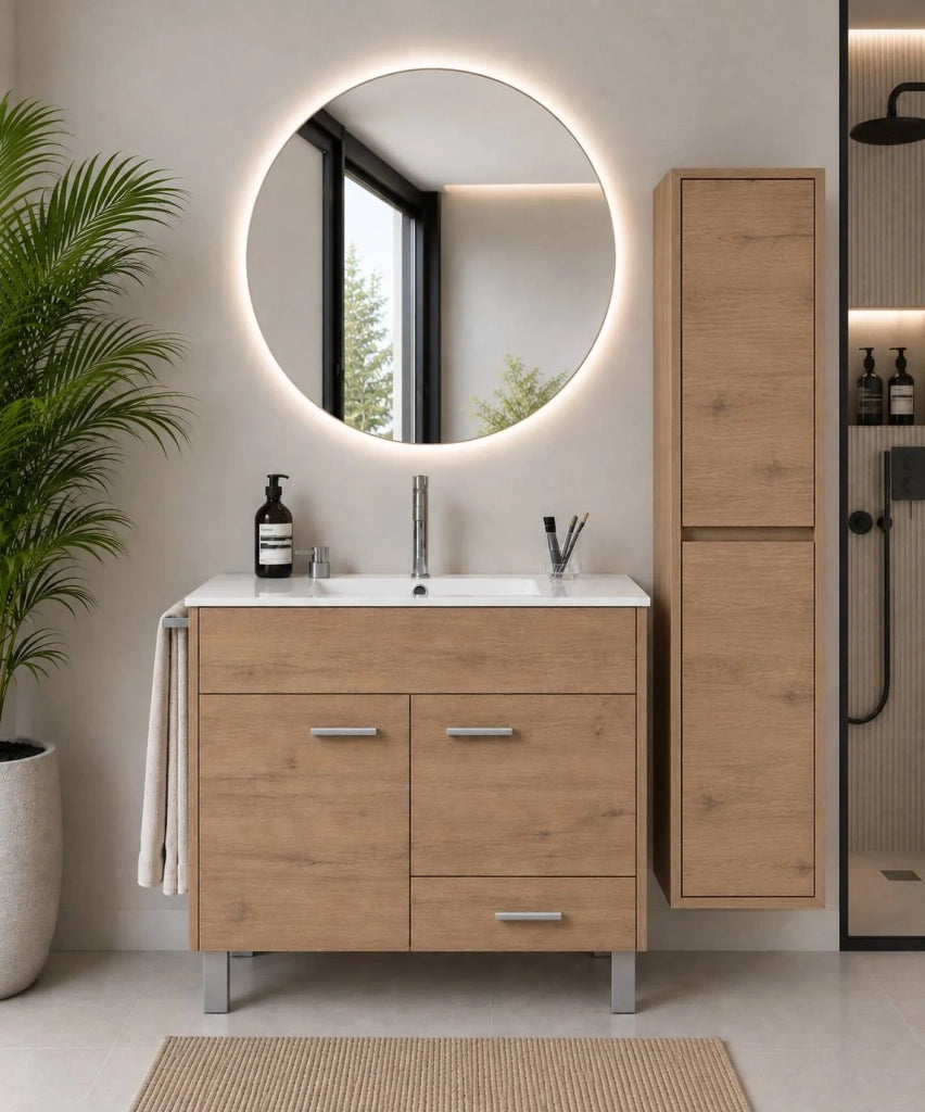 Mobile bagno con lavabo ORIGENBATH SAMOS senza specchio 70x45 cm estepa con colonna