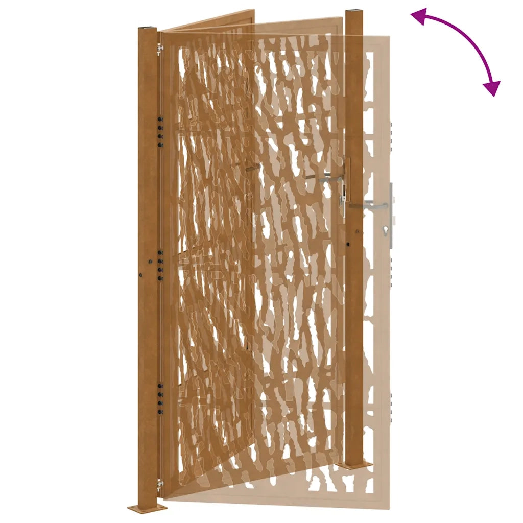 vidaXL Cancello da Giardino 105x180 cm Acciaio Corten Design a Traccia