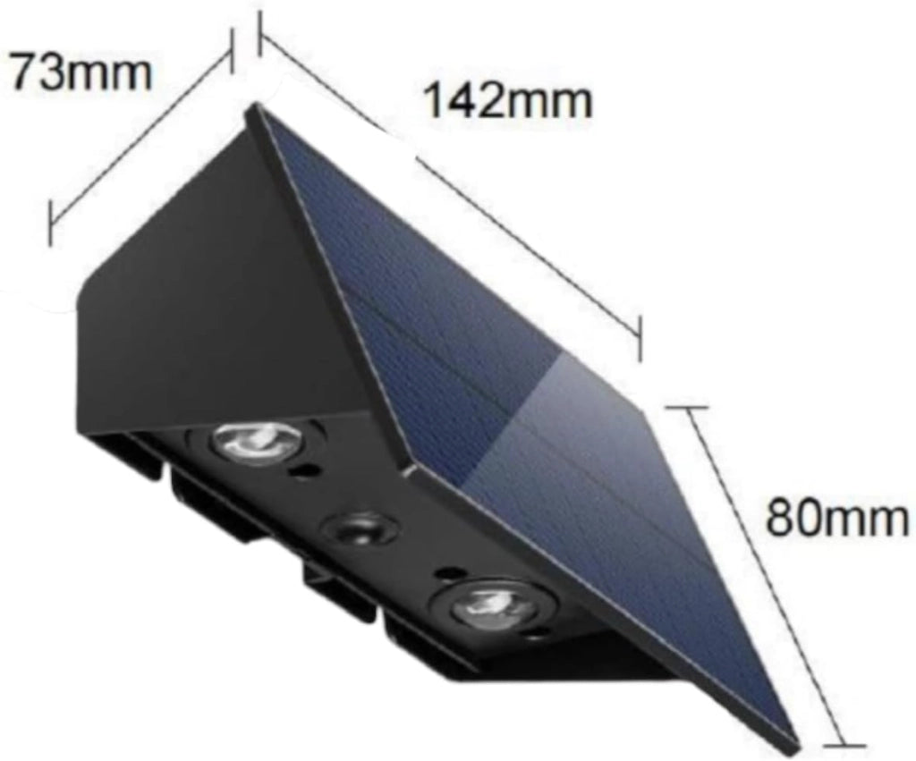 Applique LED Solare da Esterno 4W Biemissione Up&Down IP65 – Lampada da Parete a Luce Fredda 6000K con Pannello Solare Integrato e Sensore Crepuscolare