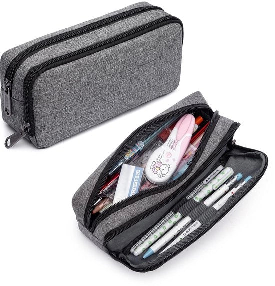 Etui per matite grande Capacità grande per matite Borsa semplice per articoli da ufficio Organizzatore ufficio Tasca per matite, grigio