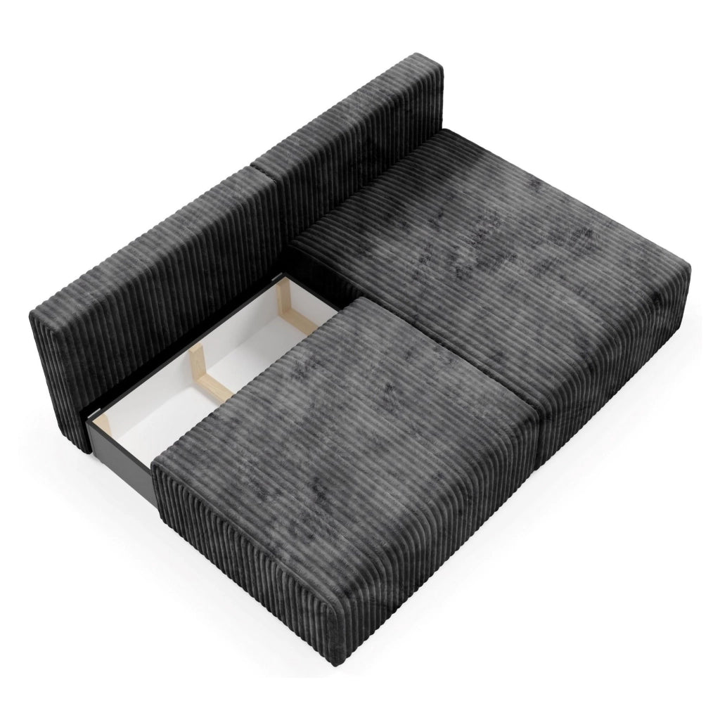 Pergola, Divano Letto con Penisola Contenitore, 210x149 cm Nero