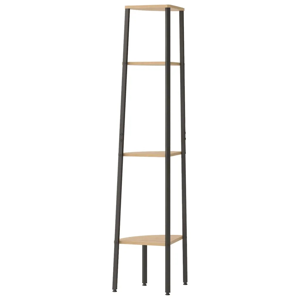 Scaffale angolare a 4 ripiani marrone chiaro e nero 45,5x31,5x150 cm CFW4748335