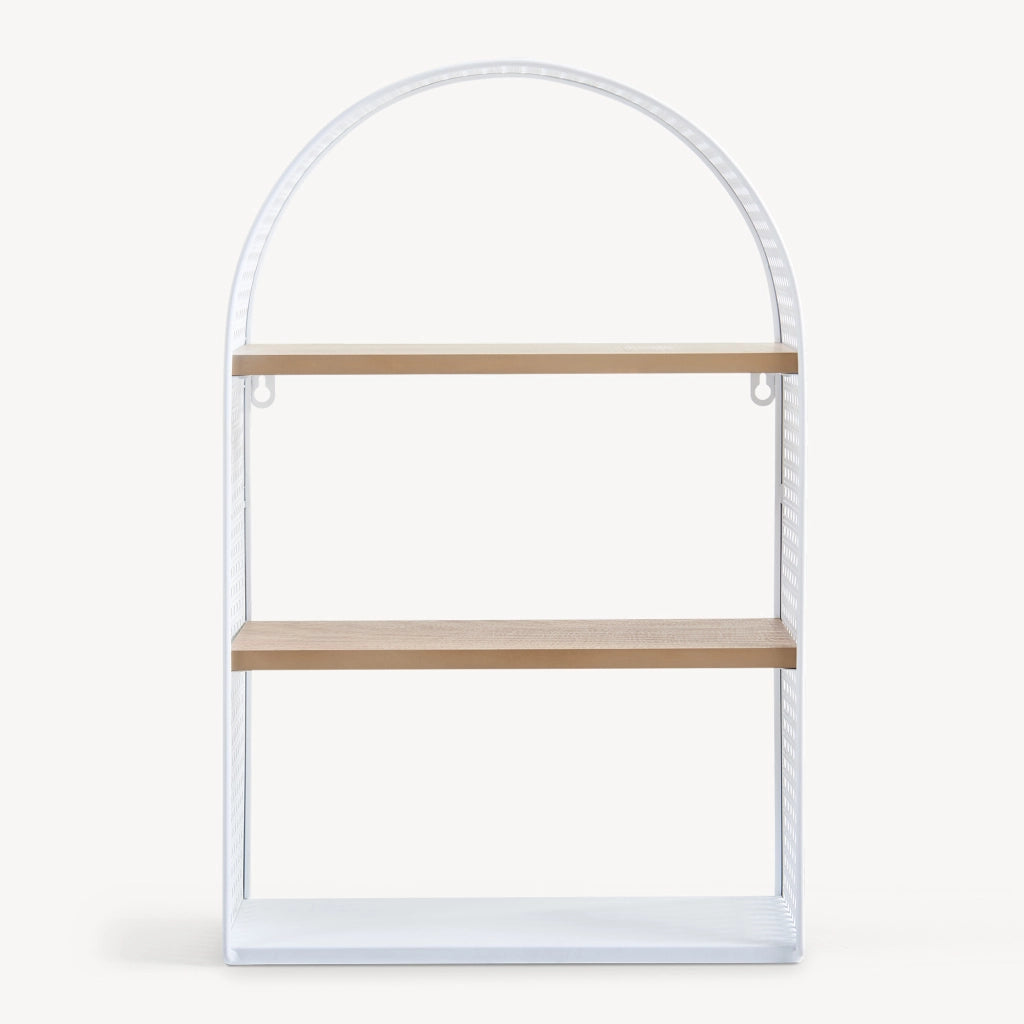 Scaffale da Parete Jäller Design Arcuato Traforato 53x35x14 cm Bianco [en.casa]