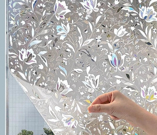 Foglia per Finestre - Mattezza Ondorizzontale - Non Aderente - Controllo Termico Stazionario - Protezione Solare Decorativa - Adatta per Bagno Soggiorno Affittacamere - 50CMx2M