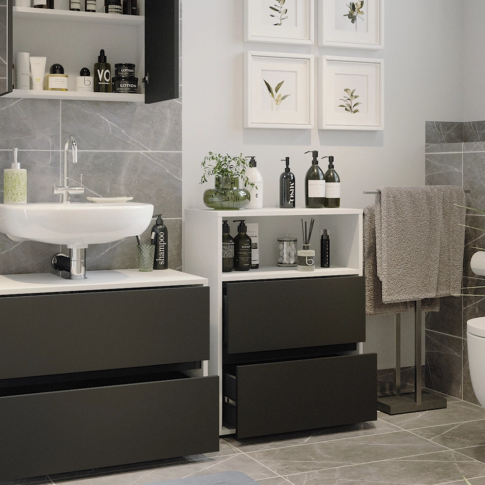 Mobile da bagno Maltin Bianco 60.2 x 78 cm con due ampi cassetti Vicco