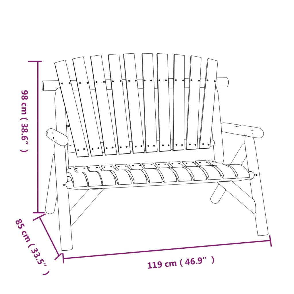 Panca Giardino 2 Posti-Sgabello-Panca da esterno 119x85x98cm Legno Massello Abete Rosso 856483
