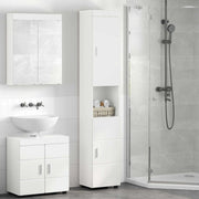 Set di Armadi da Bagno TULUM Bianco Lucido 37 x 31,5 x 203 cm