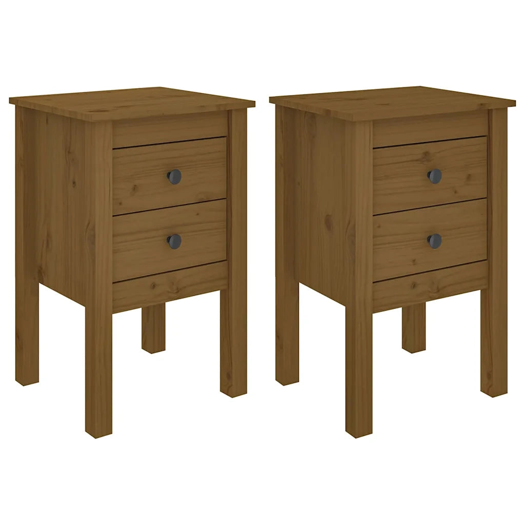 Comodini 2 pz ambra 40x35x61,5 cm in Legno Massello di Pino