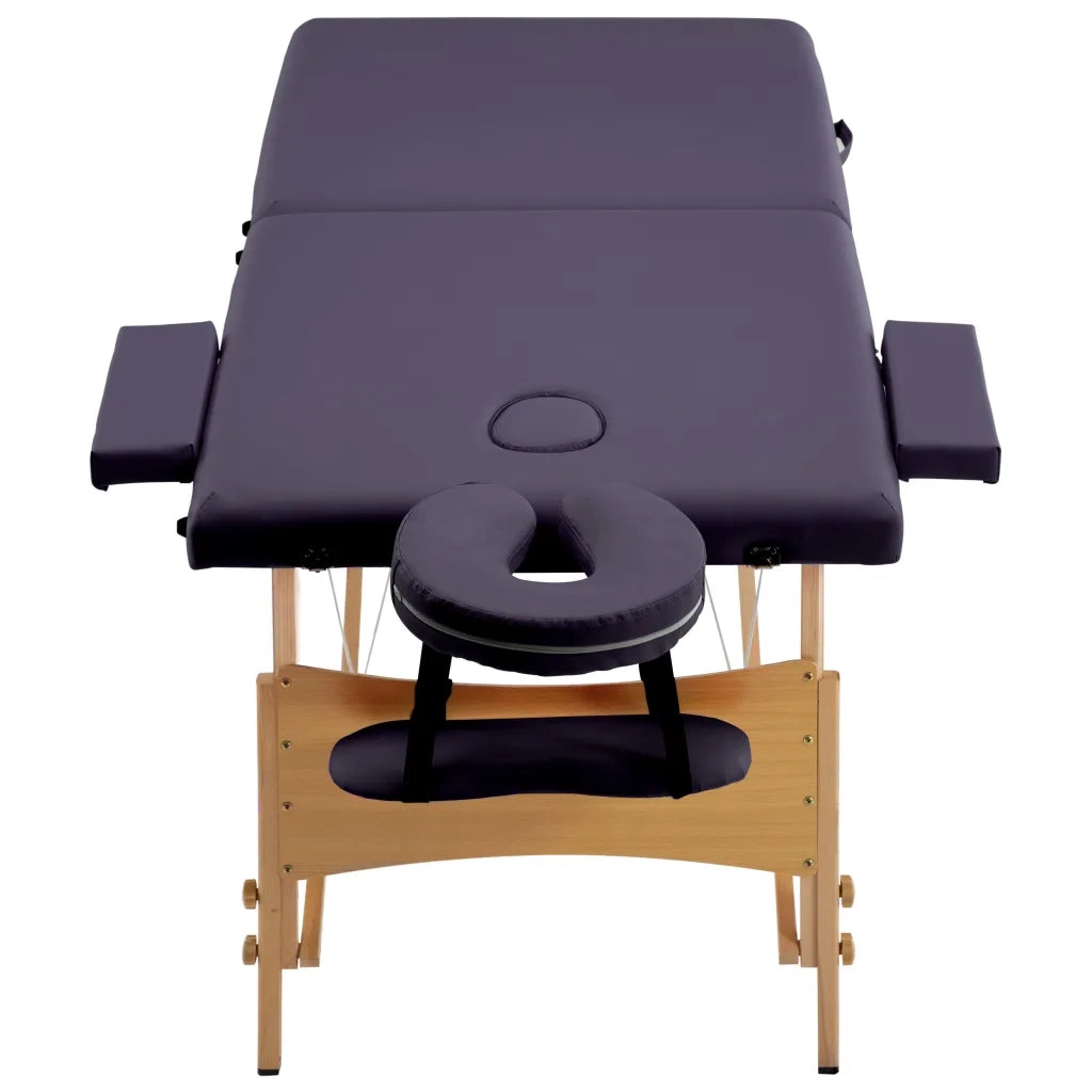 Lettino da Massaggio Pieghevole a 2 Sezioni in Legno Viola CFW3550202