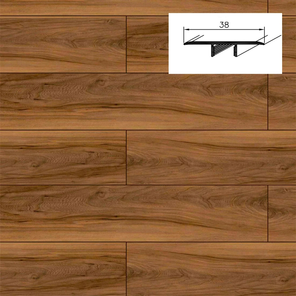 Barra da 90cm di PROFILO GIUNTO in Alluminio Gamma Laminati - Piatto o a discesa (base+coperchio) - ASTANA - PIATTO
