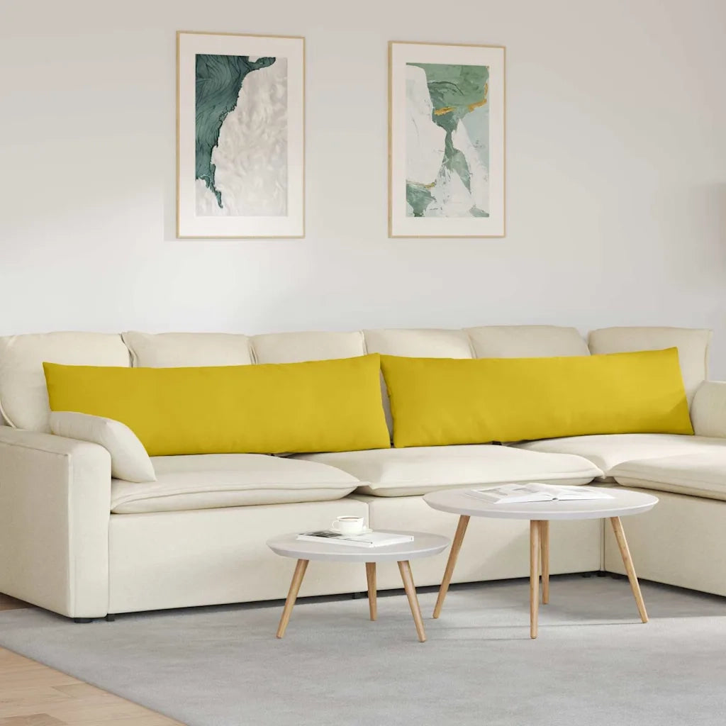 Cuscini da Divano 2 pz | Cuscini per sedie Giallo 145 x 40 cm Tessuto in Cords