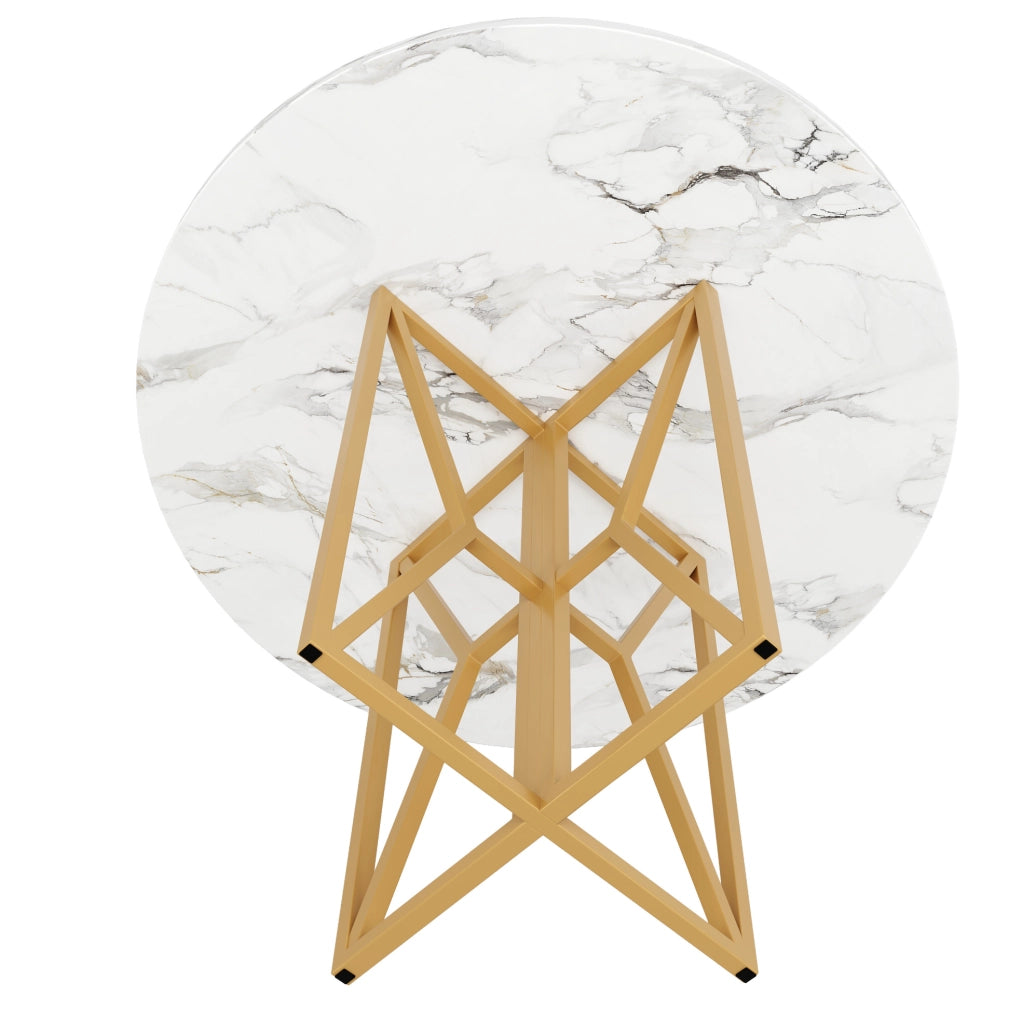Tavolo da pranzo 80x80x76 cm con design elegante in MDF e metallo dorato