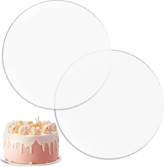 Piastre per torte trasparenti 20cm - Disco acrilico rotondo - Base per torte riciclabile - Piastre per torte per matrimoni e compleanni.