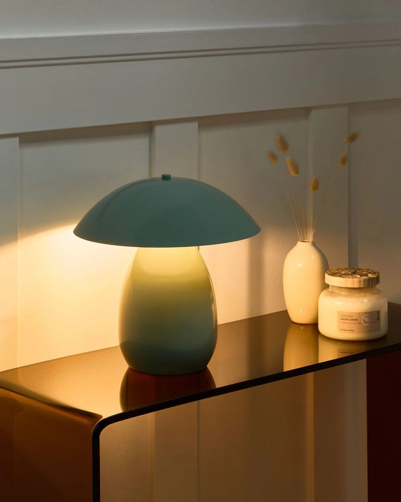 Lampada da tavolo verde chiaro con base in ferro 30 cm a una luce design moderno accessori per il soggiorno