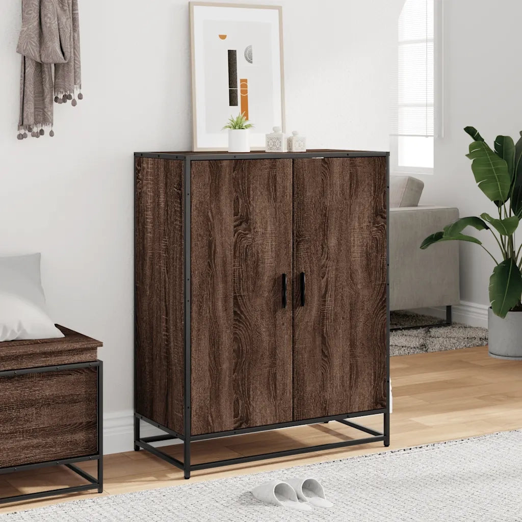 Scarpiera | Mobile per scarpe Rovere Marrone 75x38x97,5cm Legno Multistrato Metallo