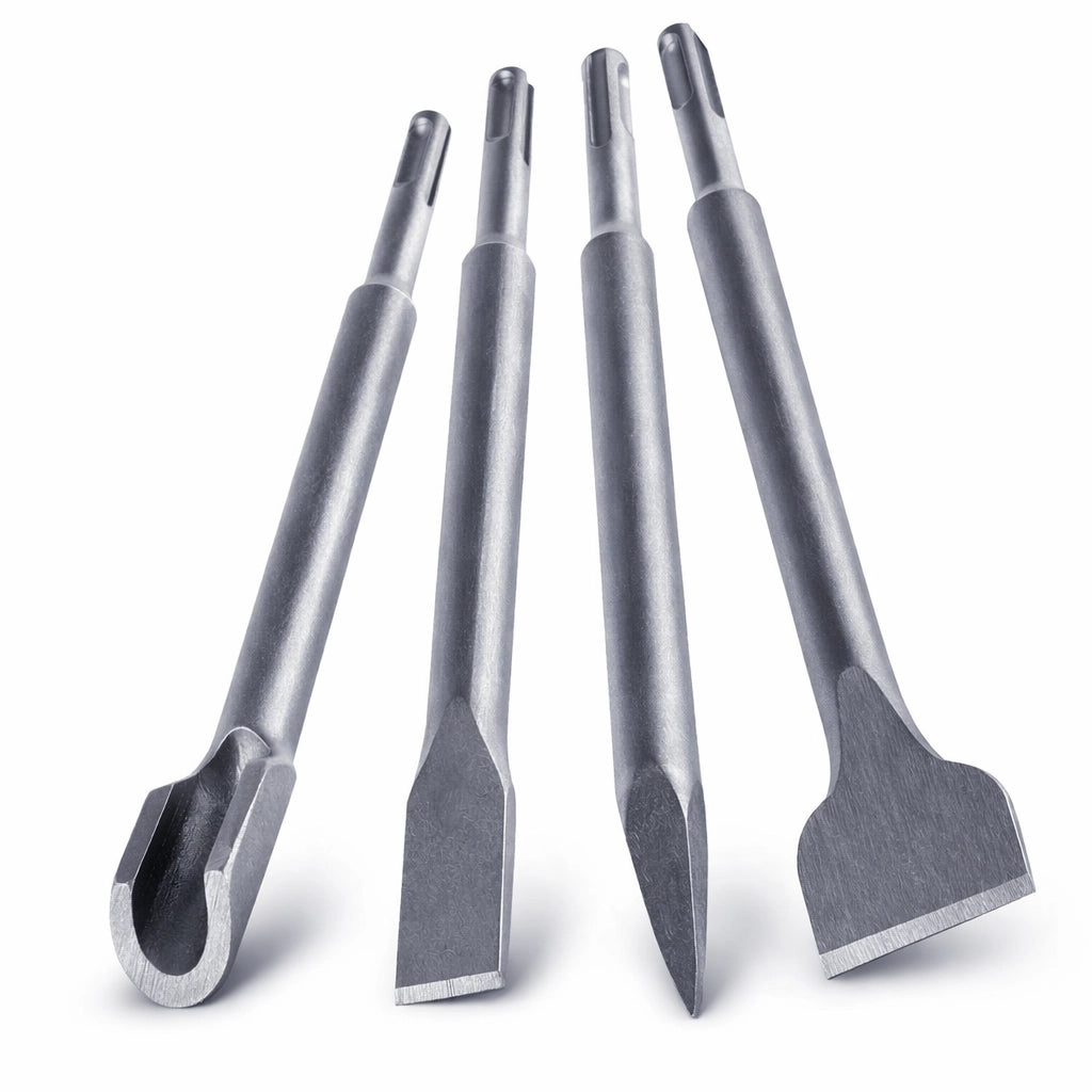 Set 4 Scalpelli SDS Plus per Martello Demolitore 2 Spatola, 1 Punta, 1 Scalpello